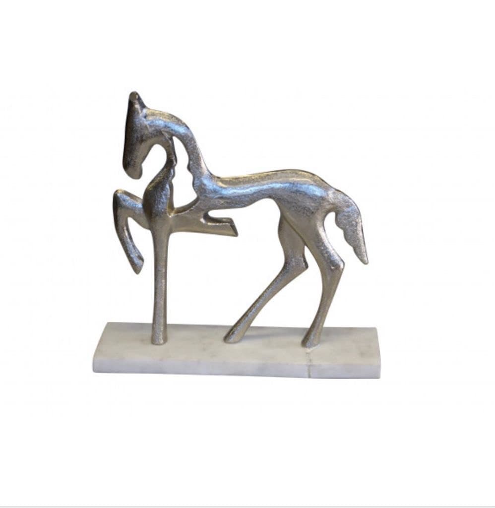 Nickle Plated Prancing Horse Deco